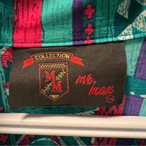 Vintage Geometric Windbreaker Spring Jacket Coat with Removable Shoulder Pads XL - Picture 4 of 16